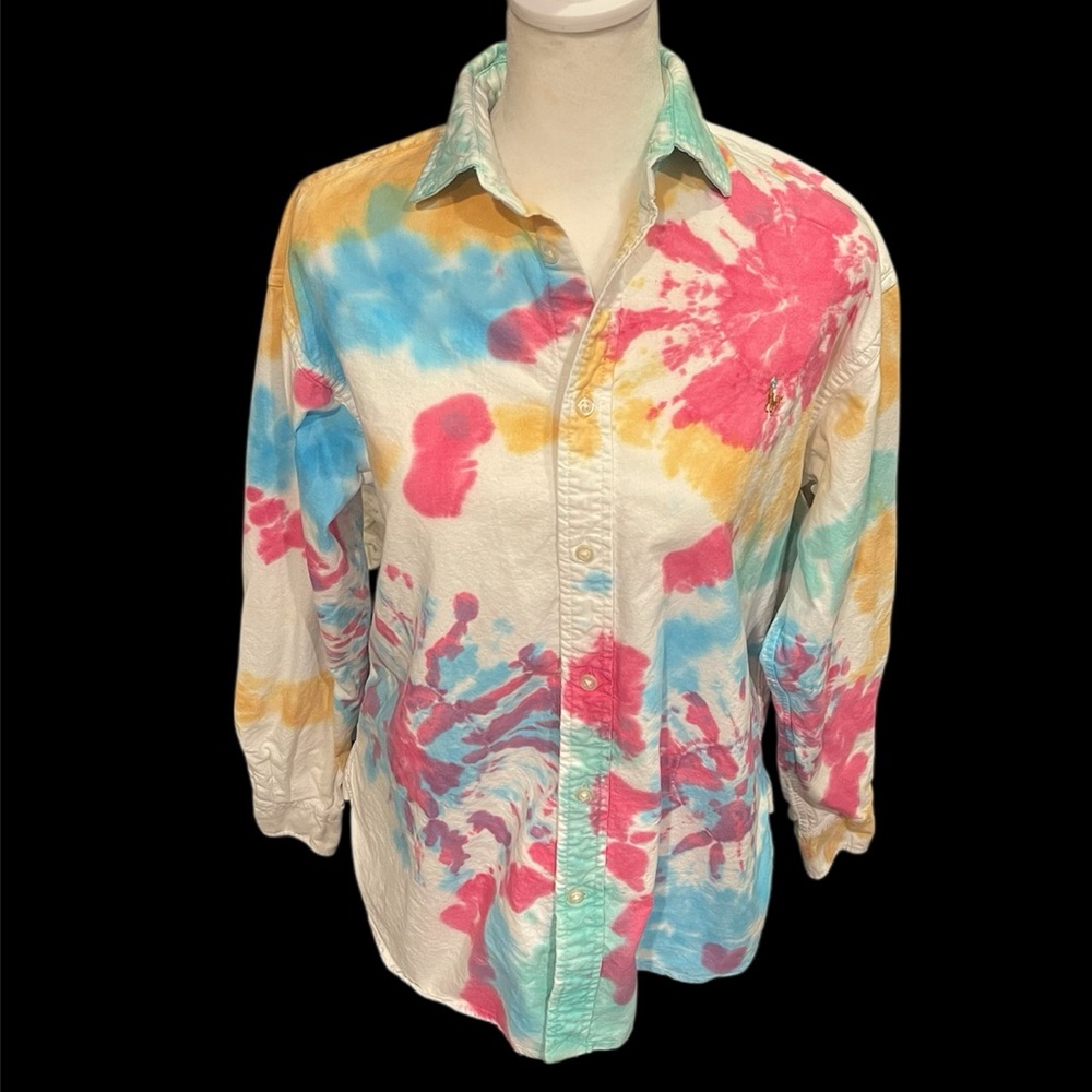 Polo Ralph Lauren Tie Dye Button Down Long Sleeve Pony Shirt RARE! Sz 6